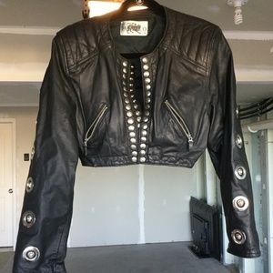 Leather jacket crop Bolero PARASUCO vintage Black